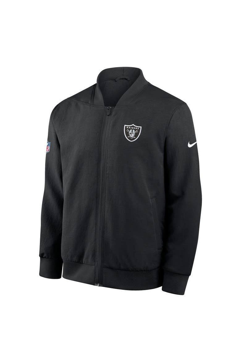 Men's Nike Black Las Vegas Raiders Sideline Powerful Blocking Full-Zip Bomber Jacket, Alternate, color, Black