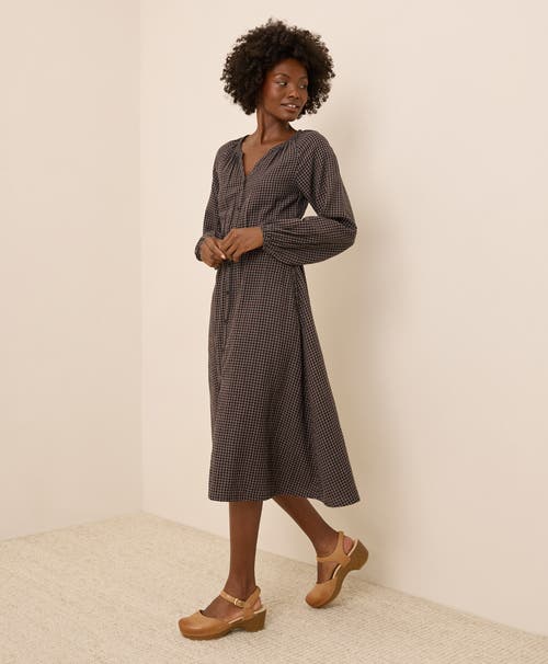 Pact Organic Cotton Coastal Double Gauze Poet Sleeve Dress In Gray
