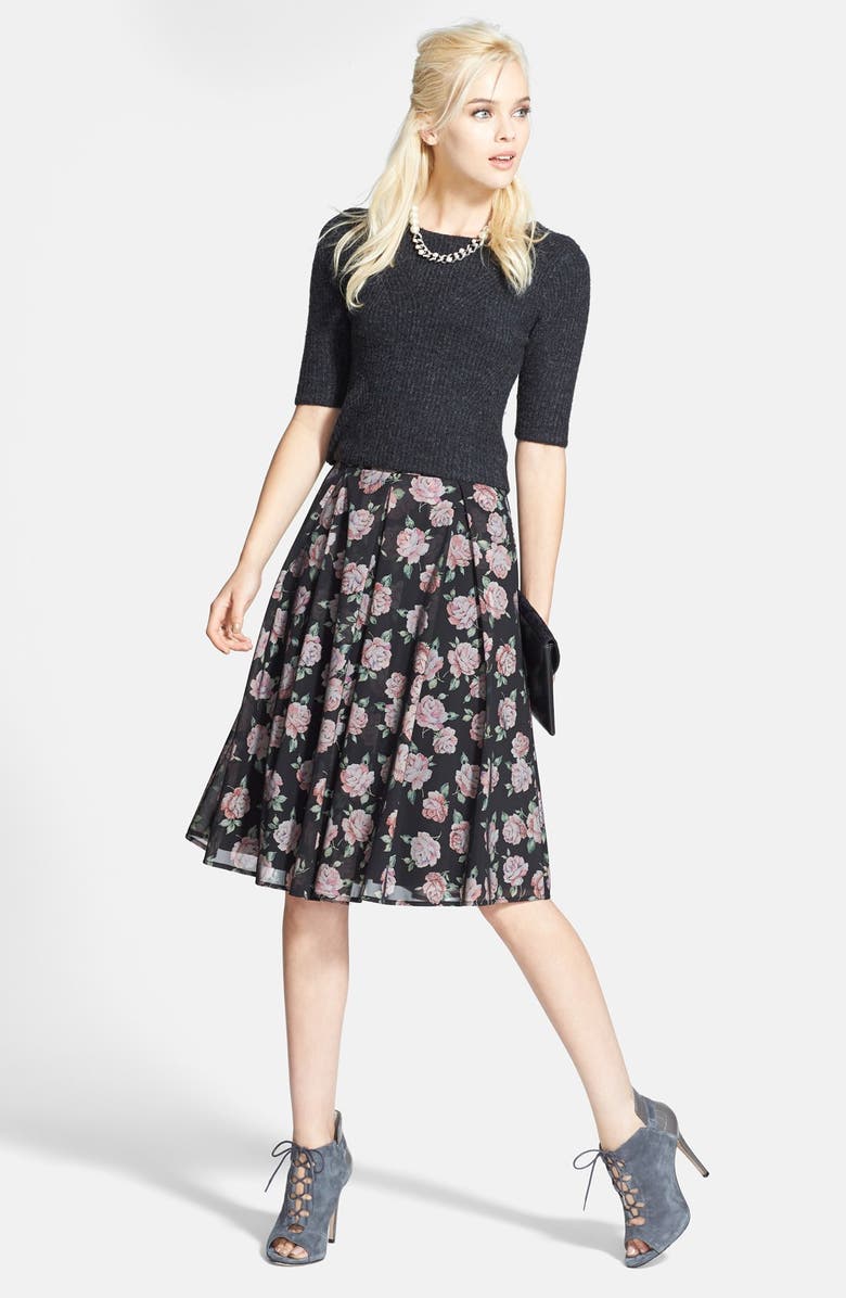 Ro & De Floral Organza Circle Skirt, Alternate, color,