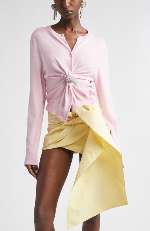 Crystal Knot Cotton & Cashmere Cardigan