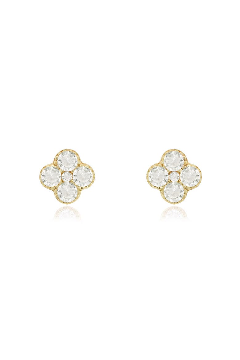Large Diamond Clover Stud Earrings, Alternate, color, Yellow Gold