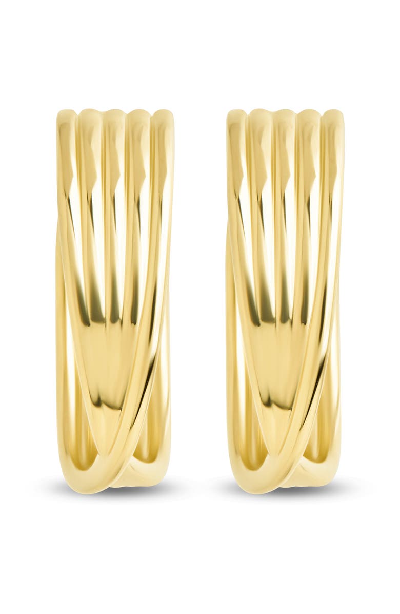 Sterling Forever Katya Textured Hoop Earrings, Alternate, color, Gold