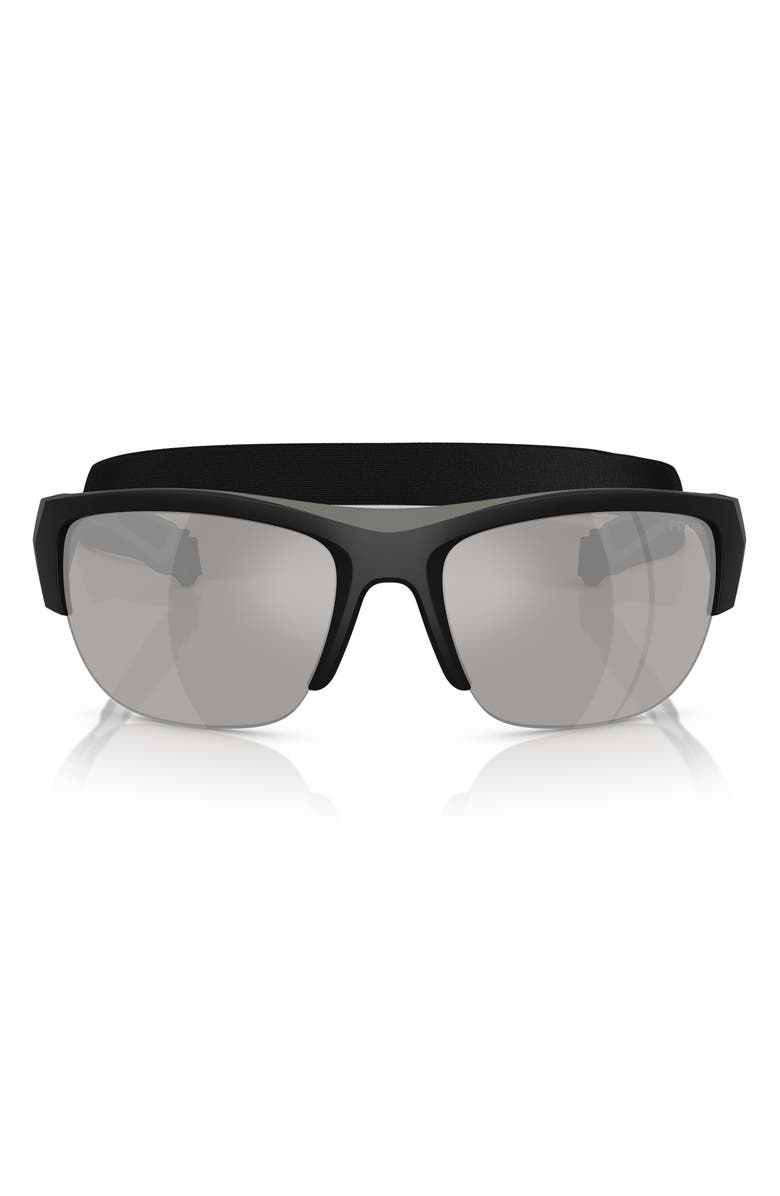 Prada PS A01S 69mm Mirrored Semirimless Pillow Sunglasses, Main, color, Grey Mirror