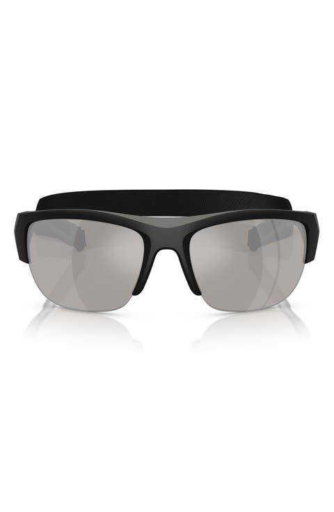 PS A01S 69mm Mirrored Semirimless Pillow Sunglasses