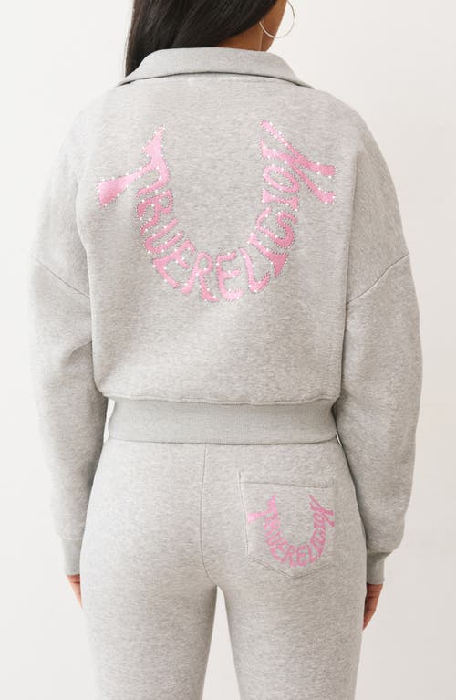 True Religion Script Logo 1/4 Zip Pullover In Gray