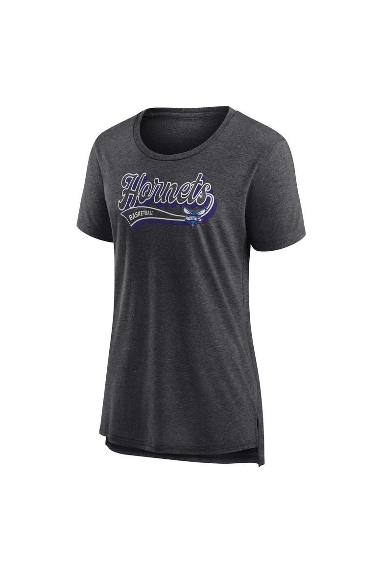Women's Fanatics Branded Heather Charcoal Charlotte Hornets League Leader Tri-Blend T-Shirt, Alternate, color, Heather Charcoal