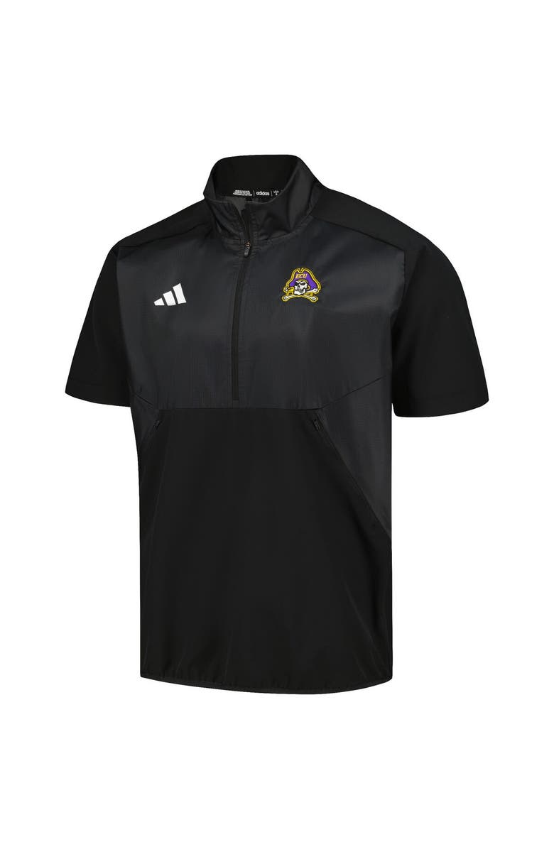 adidas Men's adidas Black ECU Pirates Sideline AEROREADY Raglan Short Sleeve Quarter-Zip Jacket, Alternate, color, Black