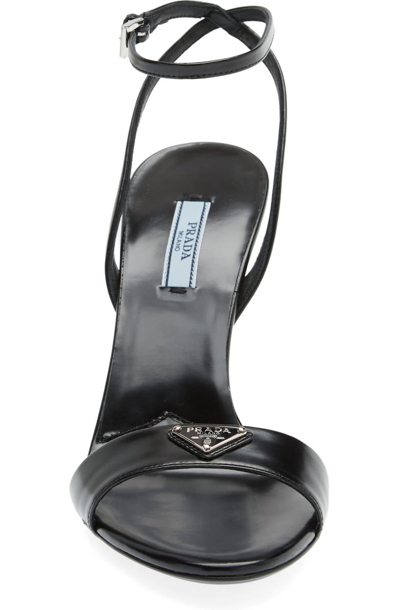 Prada Triangle Logo Ankle Strap Sandal, Alternate, color,