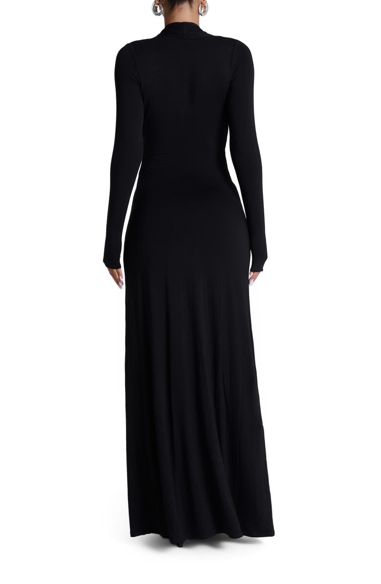 Naked Wardrobe Plunge Neck Long Sleeve Stretch Jersey Maxi Dress, Alternate, color, 