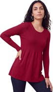 Jessica London Ribbed Baby Doll Tunic Sweater