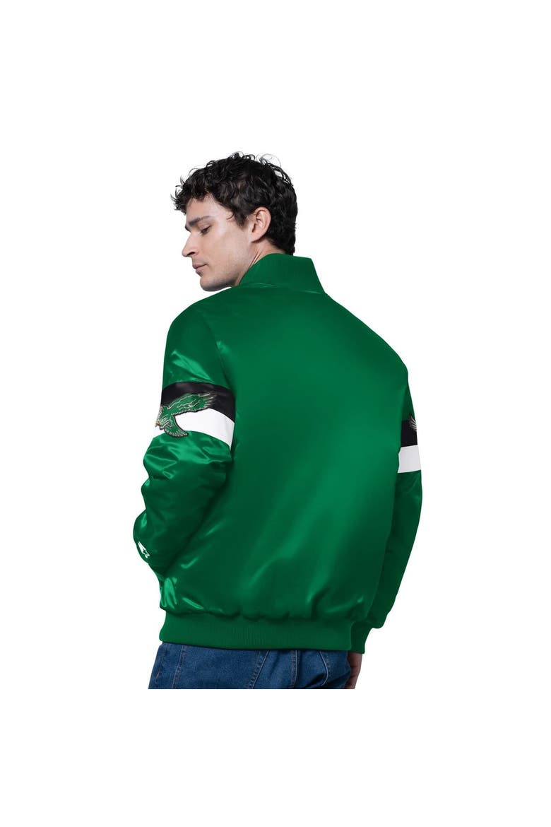 Men's Starter Kelly Green Philadelphia Eagles Triple Option Satin Varsity Vintage Logo Full-Snap Jacket, Alternate, color, Kelly Green