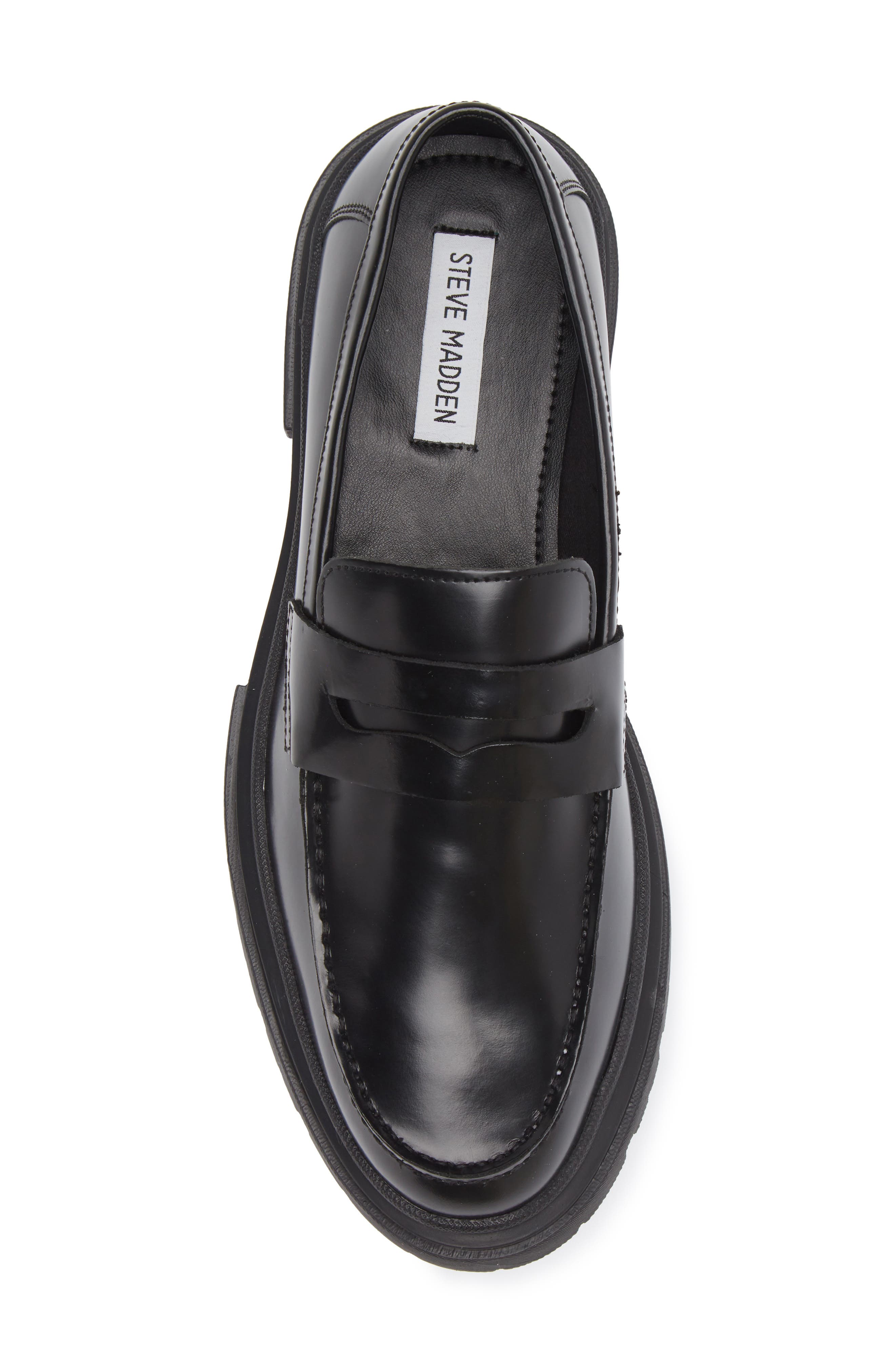 Steve Madden Zaccai Lug Sole Penny Loafer, Alternate, color, Black