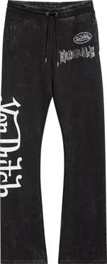 Von Dutch Studded Mineral Wash Fleece Drawstring Pants