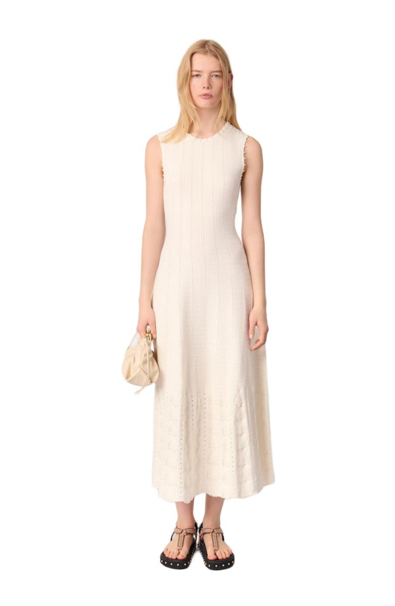 maje Beaded pointelle knit maxi dress, Main, color, 