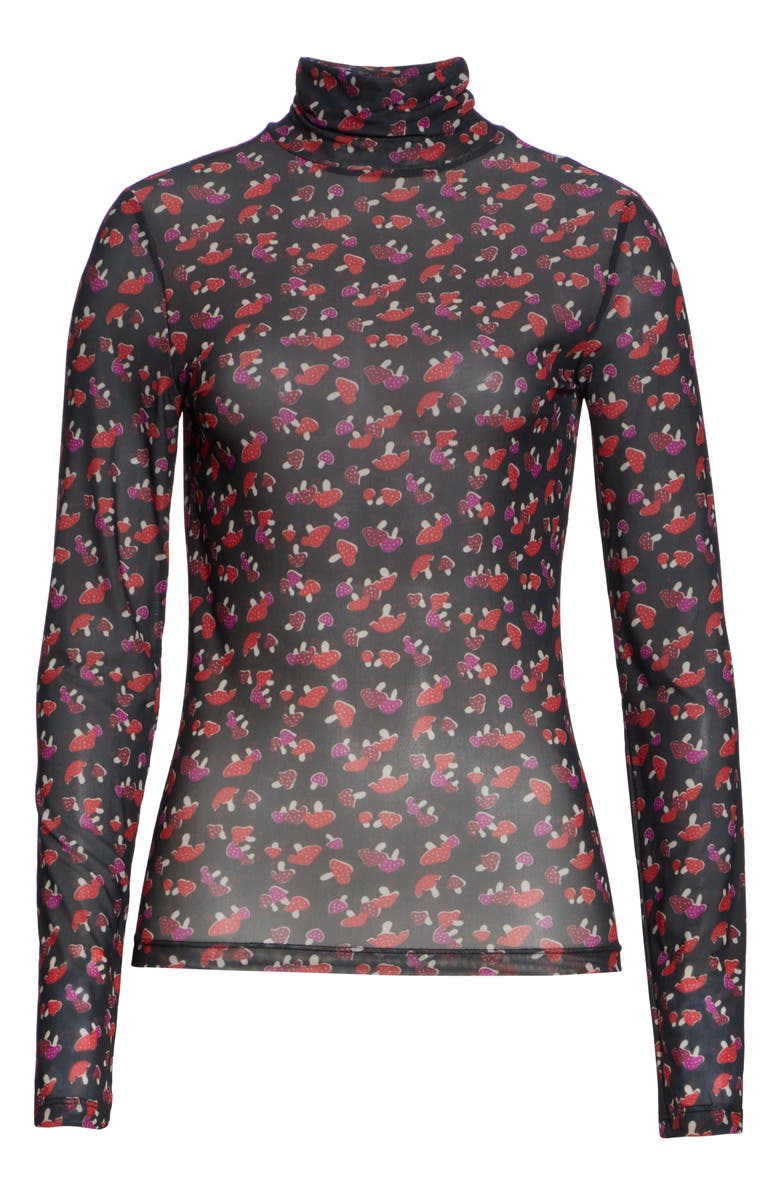 STAUD Helvin Mushroom Print Turtleneck Top, Alternate, color, 