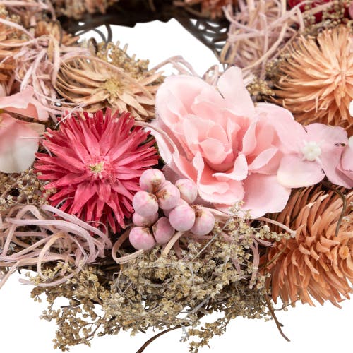 Northlight Mixed Floral Artificial Spring Wreath In Pink