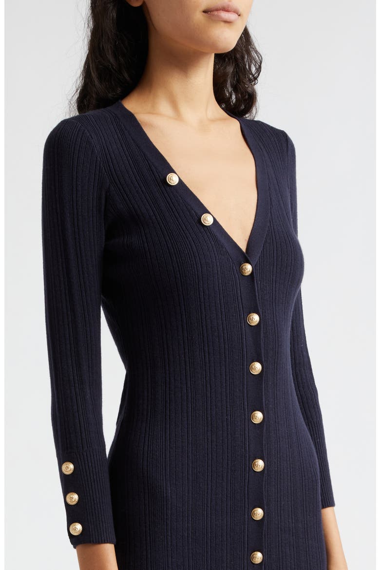Kyra Rib Three-Quarter Sleeve Sweater Dress, Alternate, color, MIDNIGHT/GOLD