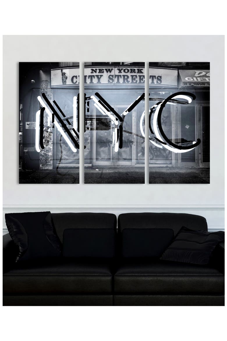 NYC Canvas Triptych Wall Art, Alternate, color, BLACK