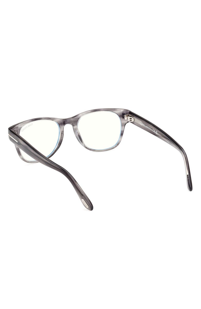TOM FORD 52mm Square Blue Light Blocking Optical Glasses, Alternate, color, Striped Grey / T Logo