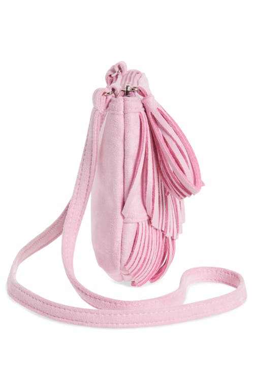 Shop Capelli New York Kids' Faux Suede Fringe Crossbody Bag In Light Pink