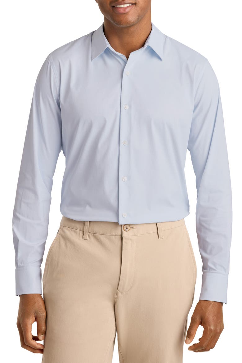 Tech Slim Fit Performance Button-Up Shirt, Main, color, BLUE GILBERT GRID CHECK