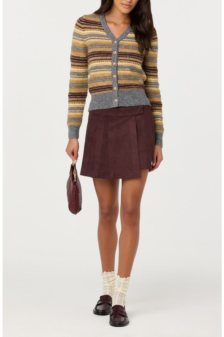 Theodora Faux Suede Miniskirt, Alternate, color, EGGPLANT