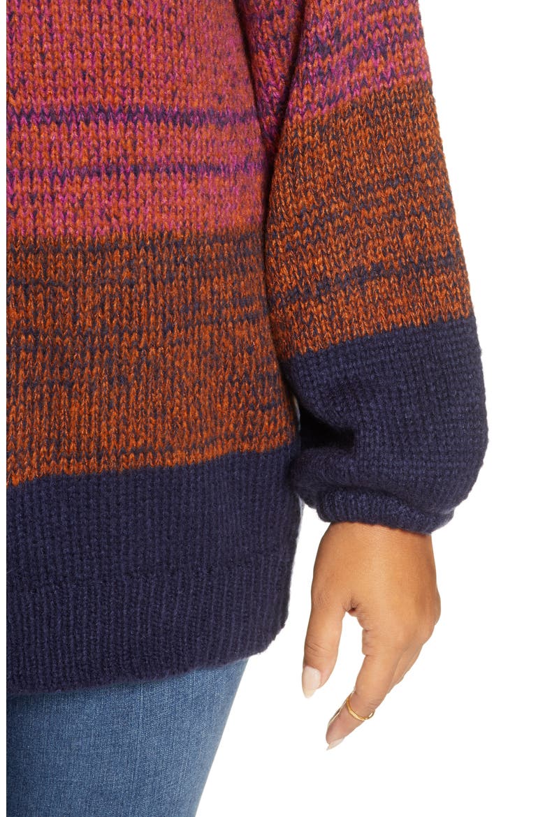Blouson Sleeve Ombré Cardigan, Alternate, color, NAVY PEACOAT OMBRE