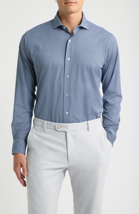 Excursionist Flex Tailored Fit Microcheck Wrinkle Resistant Button-Up Shirt