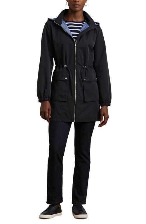Ralph Lauren Lauren Cinch Waist Hooded Anorak Jacket In Dk Navy