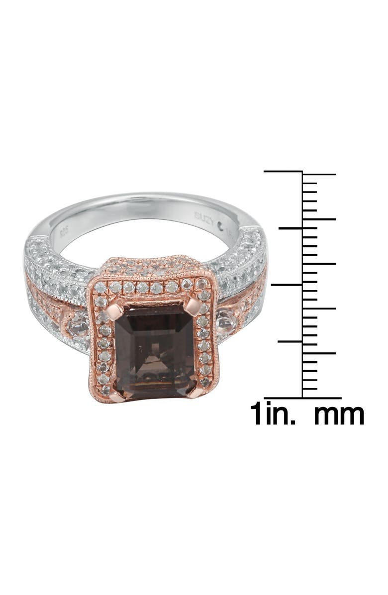 SUZY LEVIAN Two-Tone Sterling Silver Smoky Quartz & White Topaz Ring, Alternate, color, Brown