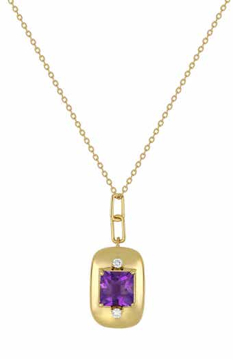 Iris Amethyst & Diamond Medallion Pendant Necklace