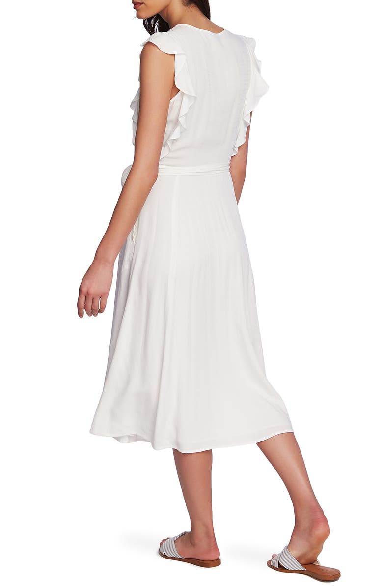 1.STATE Ruffle Tie Waist Midi Dress, Alternate, color, Soft Ecru
