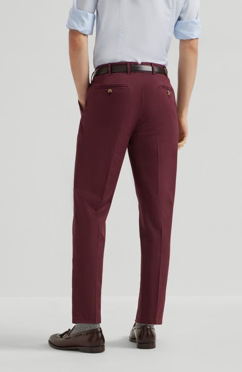 Brunello Cucinelli Garment-dyed Gabardine Trousers In Red