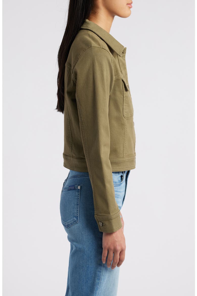 Crop Cotton Blend Twill Jacket, Alternate, color, OLIVE BURNT
