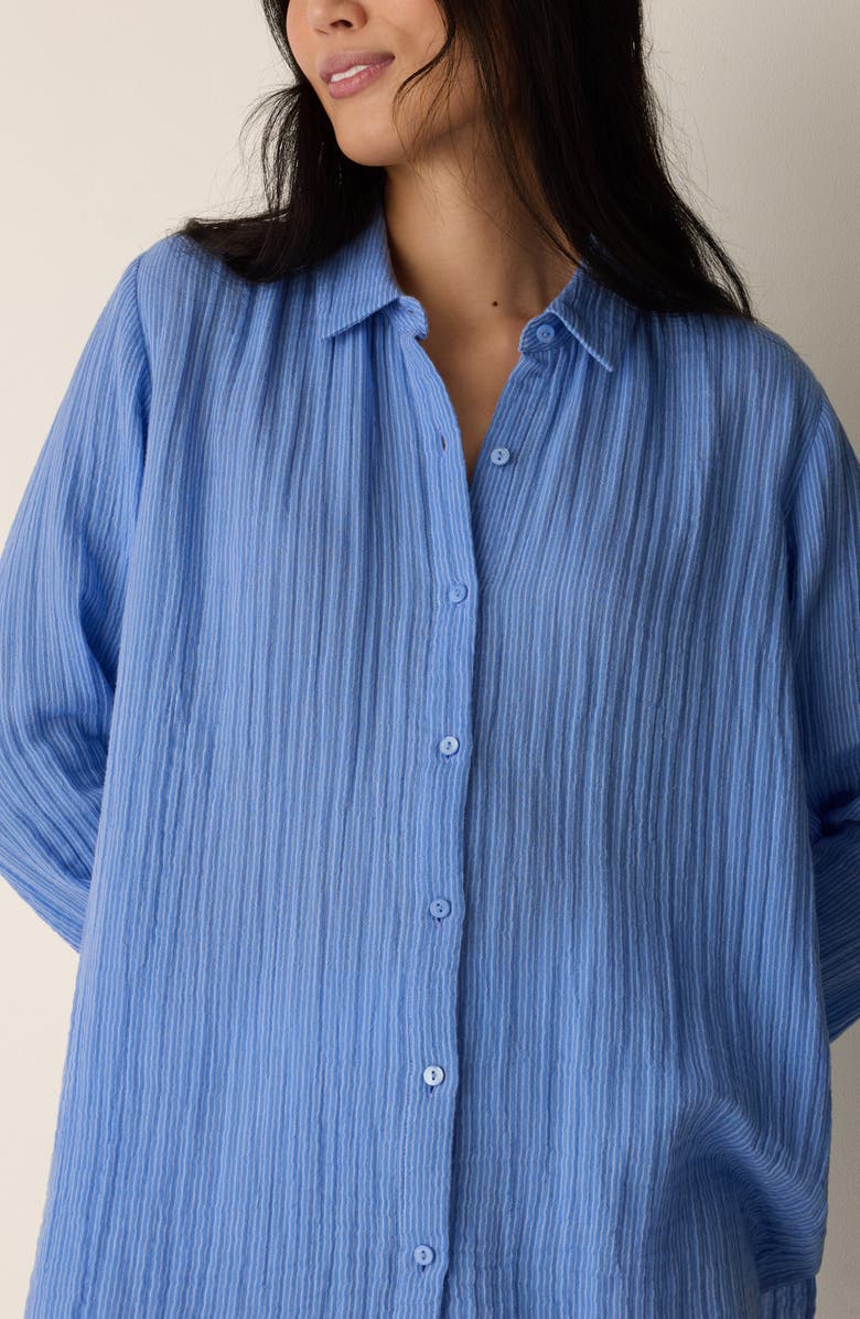 Eileen Fisher Classic Collar Easy Organic Cotton Button-Up Shirt, Alternate, color, Cornflower