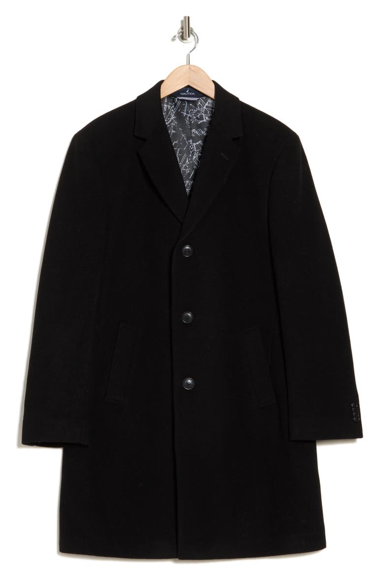 Wool Blend Top Coat, Alternate, color, BLACK