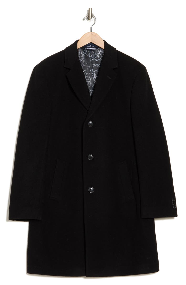 Nautica Wool Blend Top Coat, Alternate, color, Black