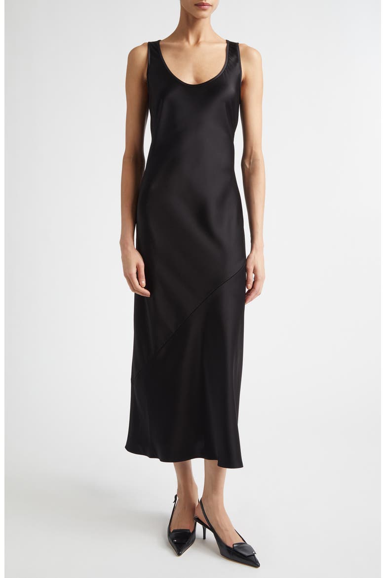 Sarah Liquid Satin Dress, Main, color, BLACK