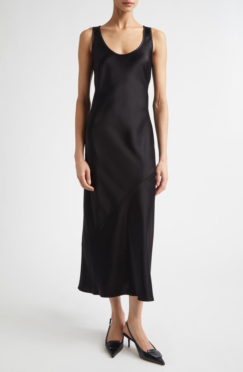 ST. JOHN Sarah Liquid Satin Dress, Main, color, Black