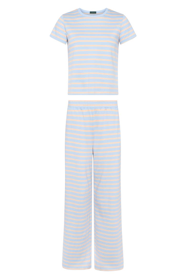 Golden Hour Stripe Stretch Cotton Top & Pants Set, Alternate, color, SKY STRIPE