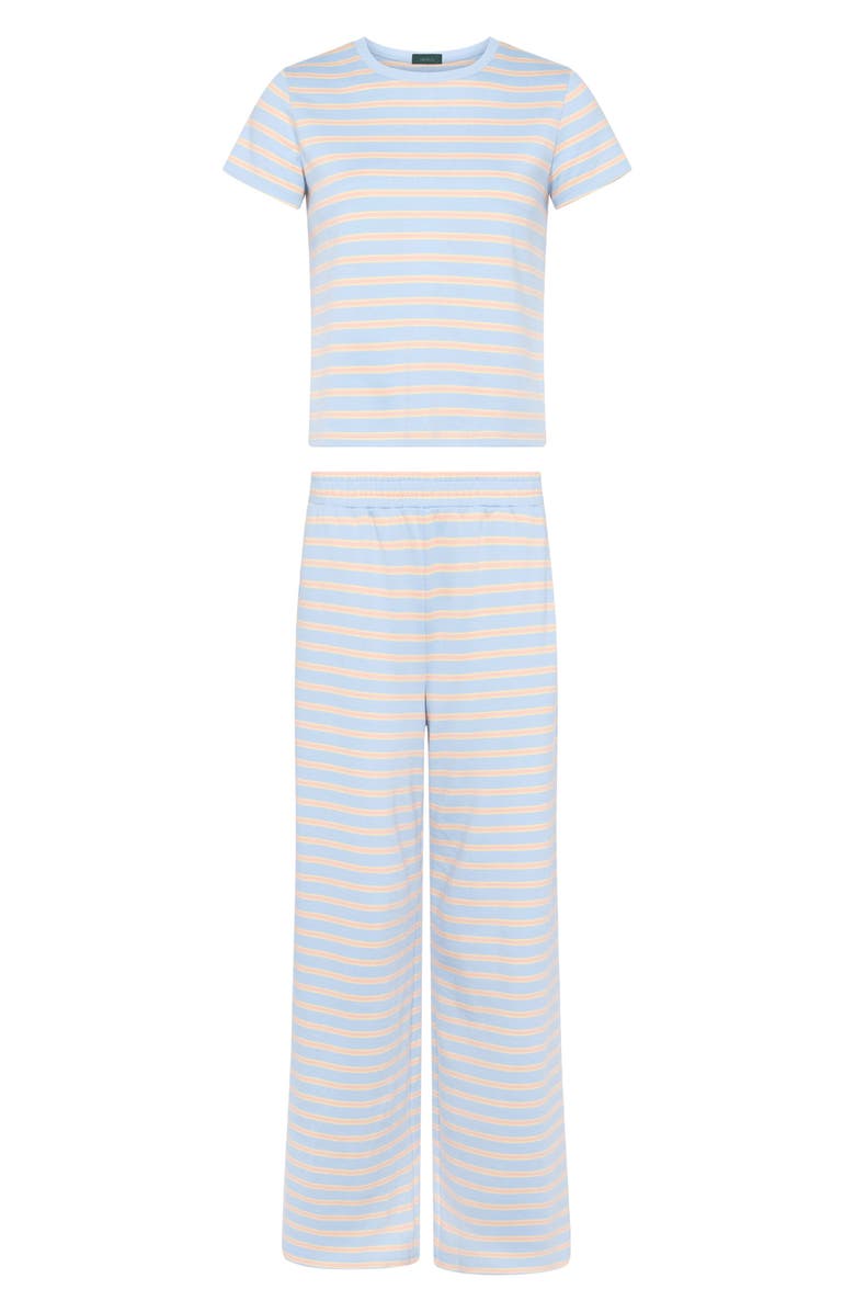 nuuds Golden Hour Stripe Stretch Cotton Top & Pants Set, Alternate, color, Sky Stripe