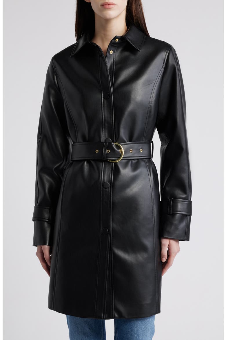 Tie Belt Snap Front Faux Leather Jacket (Women) | Nordstrom