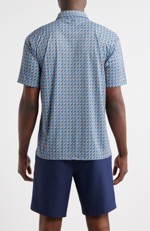 Swannies Slomo Patterned Athletic Fit Performance Polo In Blue