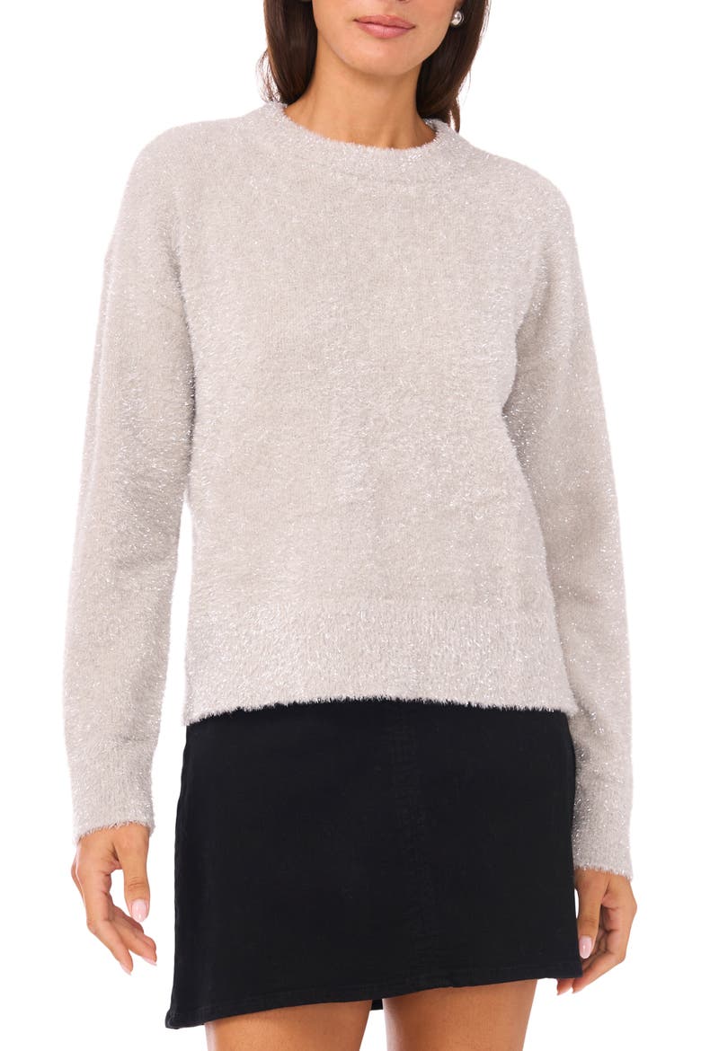 Metallic Eyelash Sweater, Main, color, COOL GREY SILVER