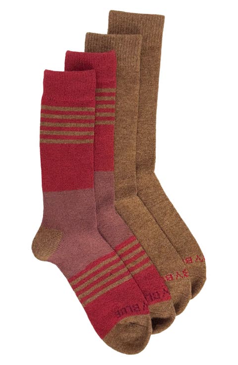 2-Pack Stripe Wool & Yak Blend Crew Socks