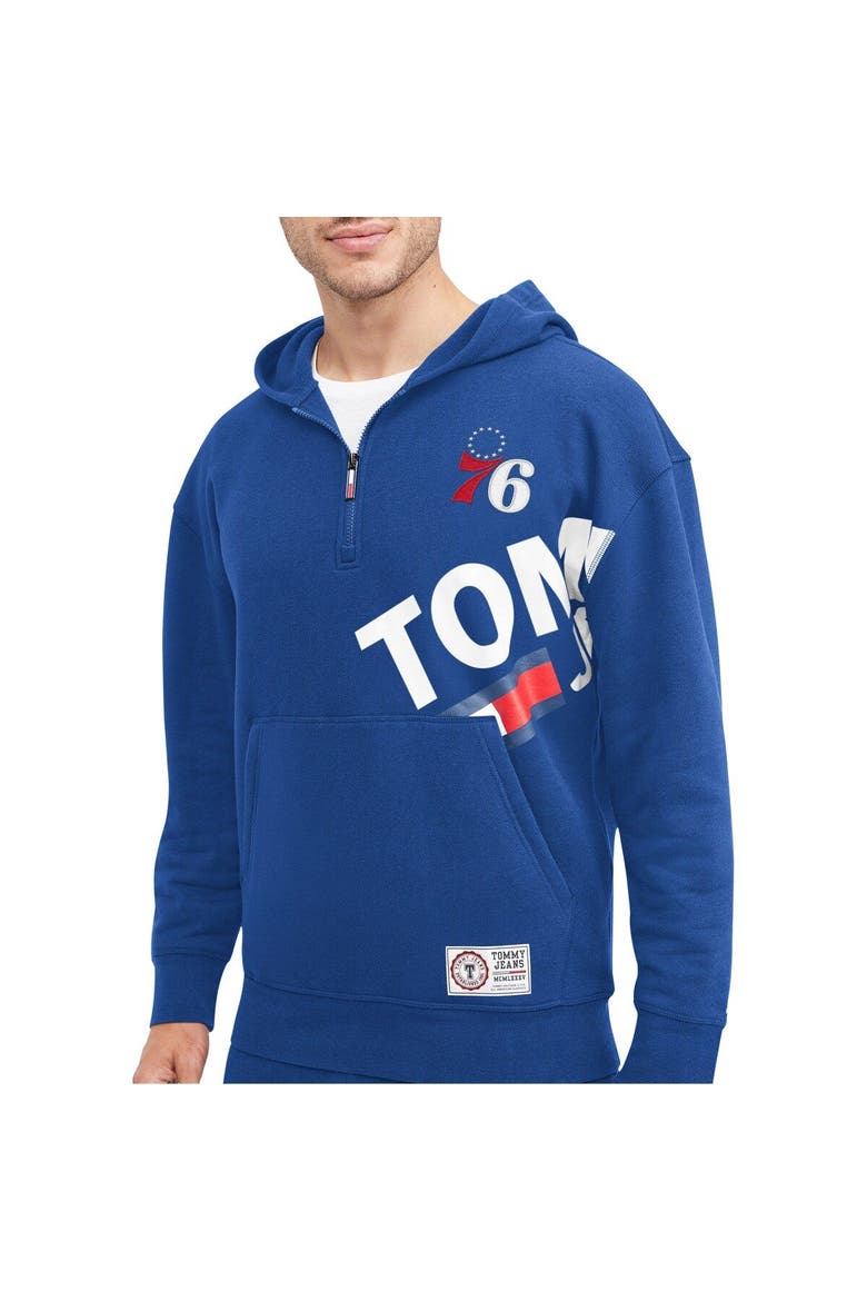 Men's Tommy Jeans Royal Philadelphia 76ers Bernard Half-Zip Hoodie, Main, color, Royal