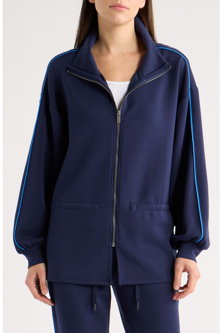 Zip Up Peplum Jacket, Alternate, color, EVENING BLUE