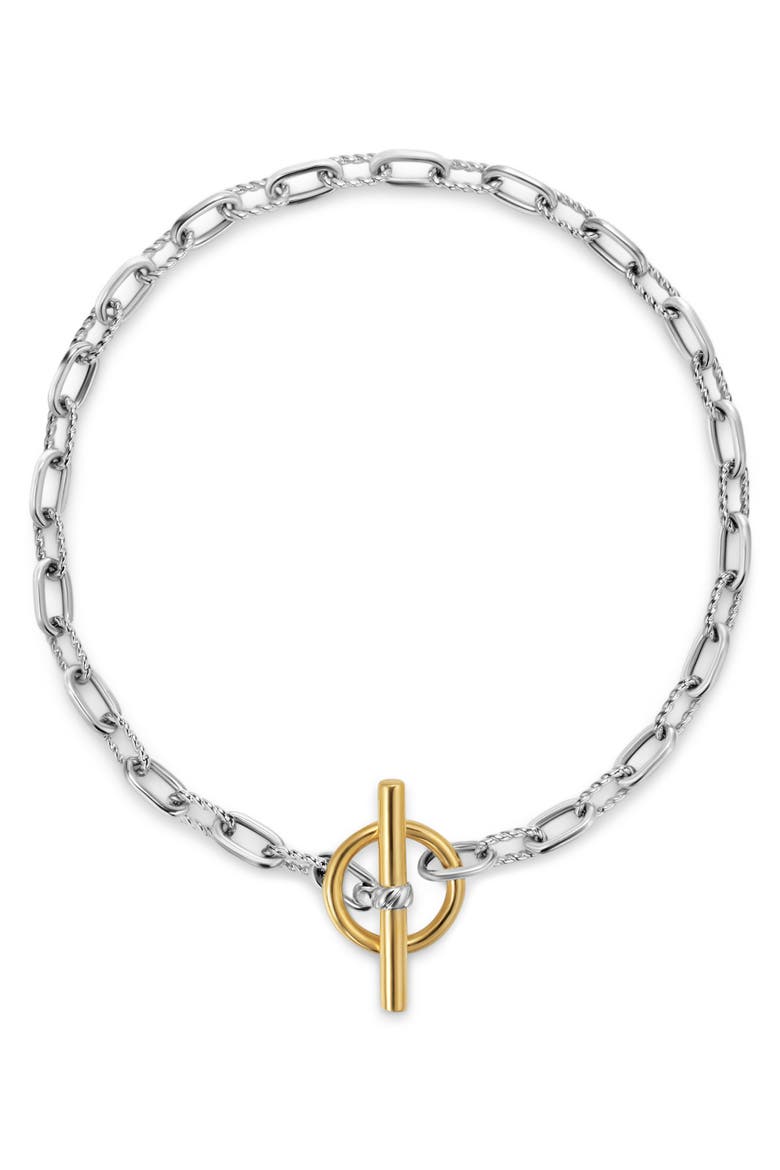 DY Madison® Toggle Chain Bracelet in Sterling Silver with 18K Yellow Gold, 3mm, Alternate, color, SILVER