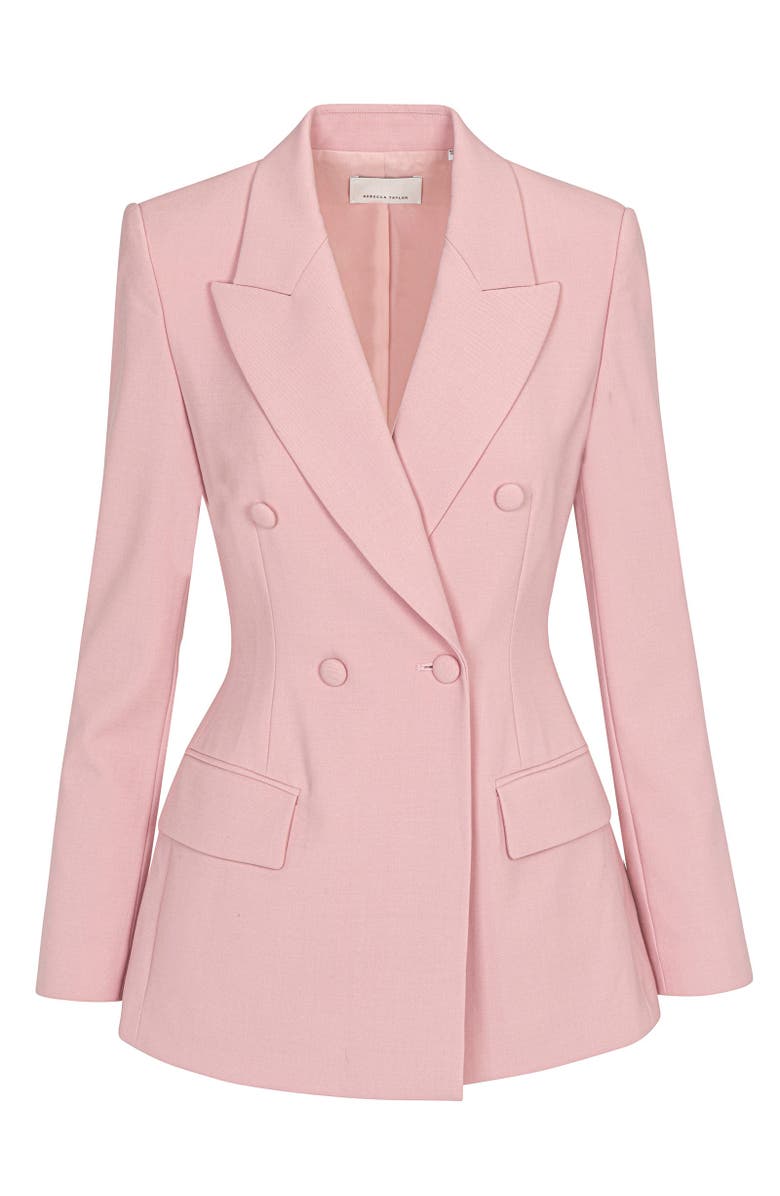 Rebecca Taylor Calvary Twill Double Breasted Blazer, Alternate, color, Calamine Pink