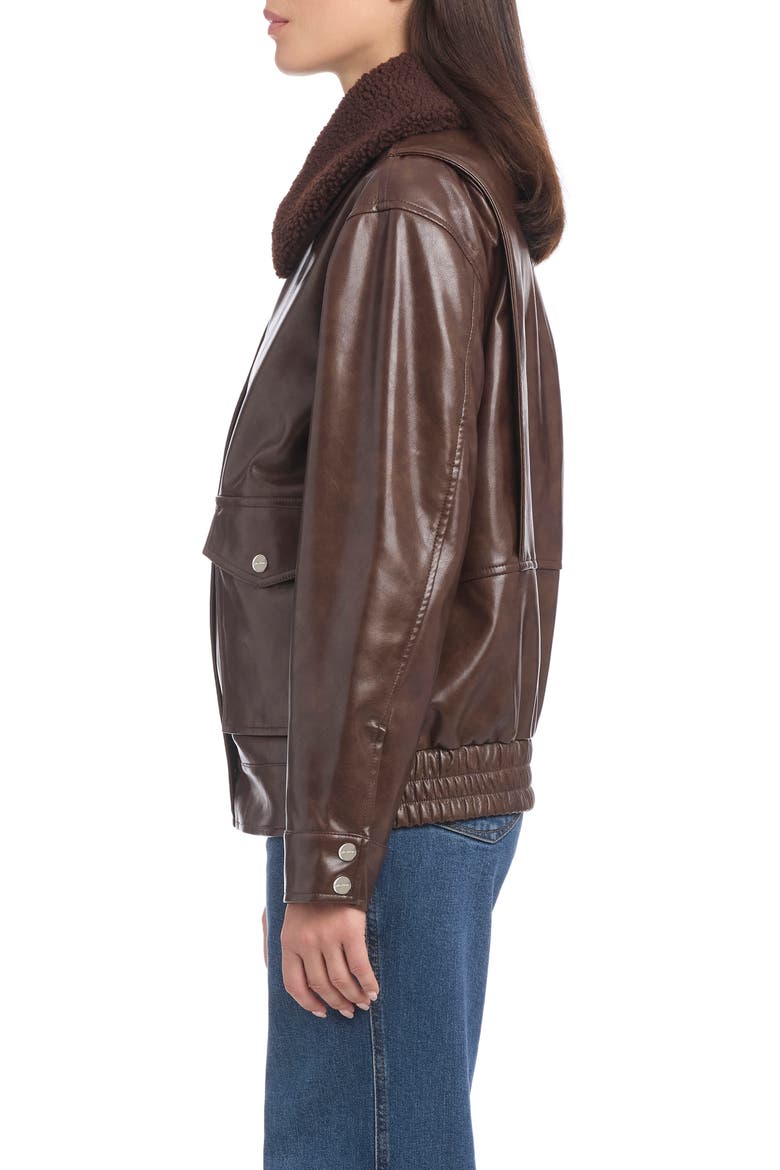 Faux Leather Bomber Jacket, Alternate, color, DISTRESSED MOCHA